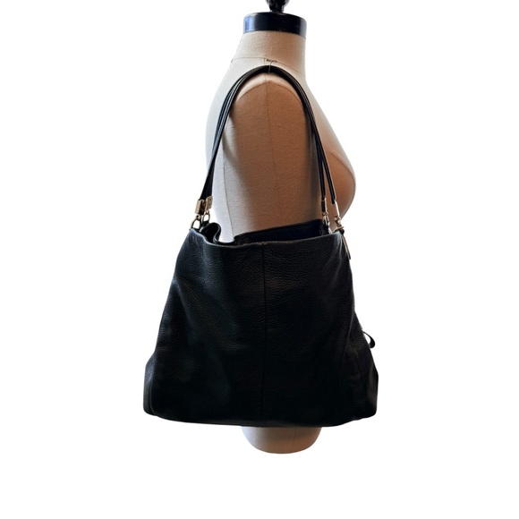 Coach Handbags - Coach Black pebbled Leather Shoulder Bag